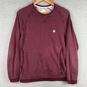 Jetty Marine Supply Sweater Shirt Mens Small Burgundy Kangaroo Pocket Knit Logo